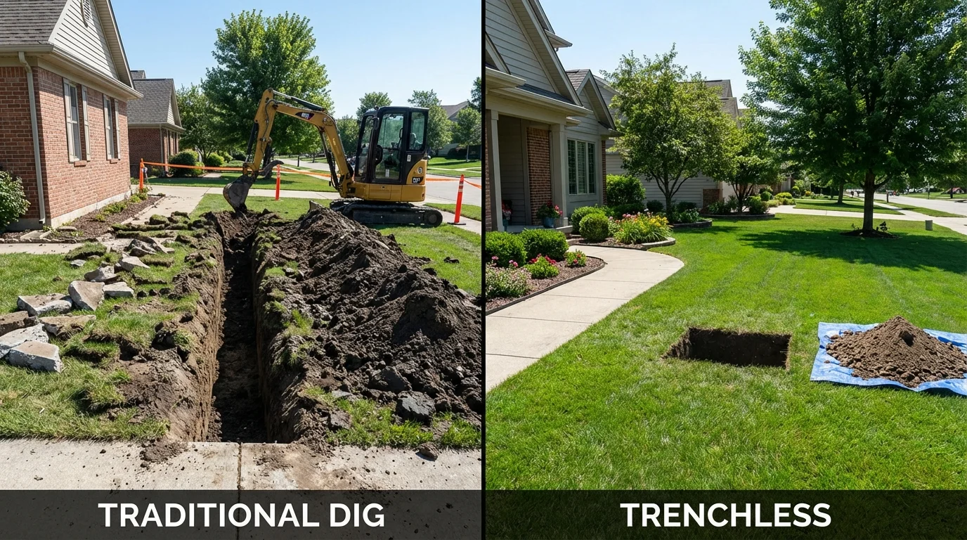 Trenchless sewer repair with minimal yard damage versus traditional excavation in Haverstraw, NY